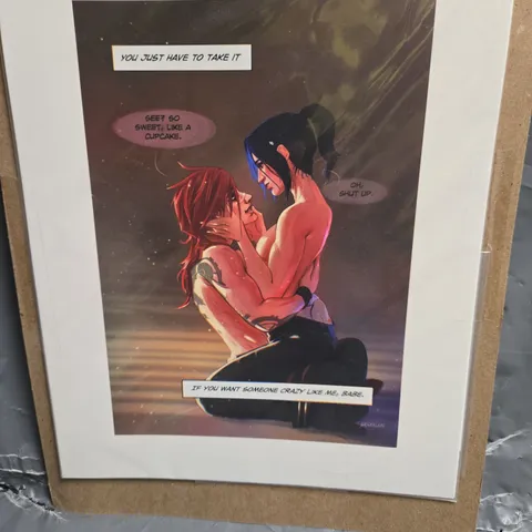 THREE TWO-PANEL COMIC-STYLE ART PRINT SCENES