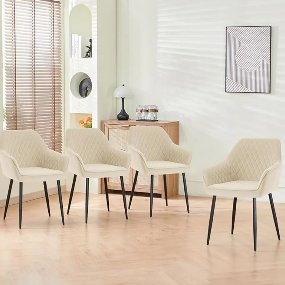 BOXED VELVET UPHOLSTERED ARMCHAIR RUNGE - BEIGE (1 BOX)