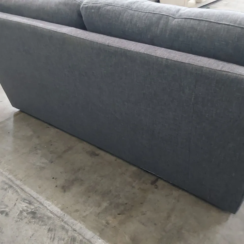 QUALITY BRITISH DESIGNER G PLAN THREE SEATER SOFA GREY FABRIC WITH STUDDED DETAIL