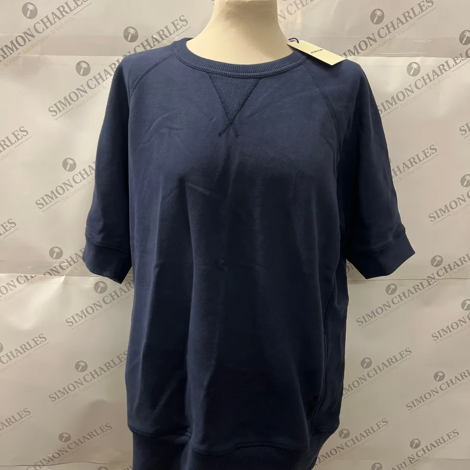 DAVID GANDY WELLWEAR SHORT SLEEVED ULTIMATE SWEATSHIRT IN NAVY SIZE L