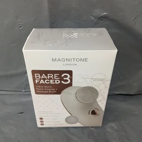 BOXED MAGNITONE BAREFACED3 VIBRA-SONIC CLEANSE + MASSAGE BRUSH - GREY