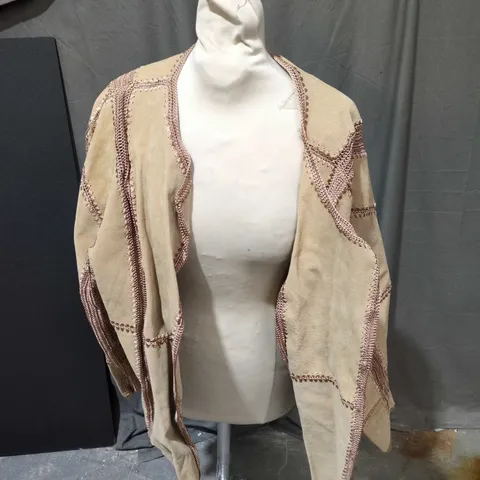 WOMEN'S LEATHER WITH RAYON TRIM CROCHET-TRIM WRAP CARDIGAN - SIZE 3X