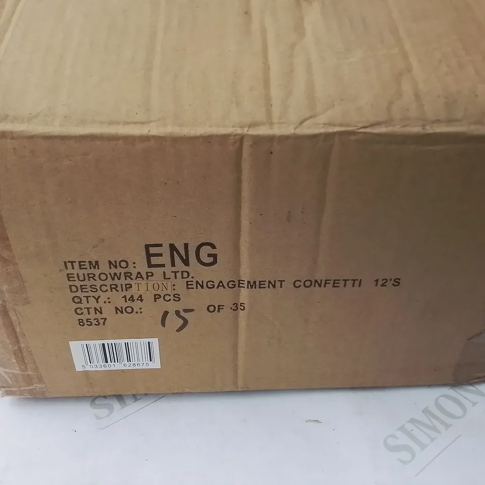 LOT OF 5 BOXES OF BRAND NEW ENGAGEMENT CONFETTI - 144 PIECES PER BOX / TOTAL 720