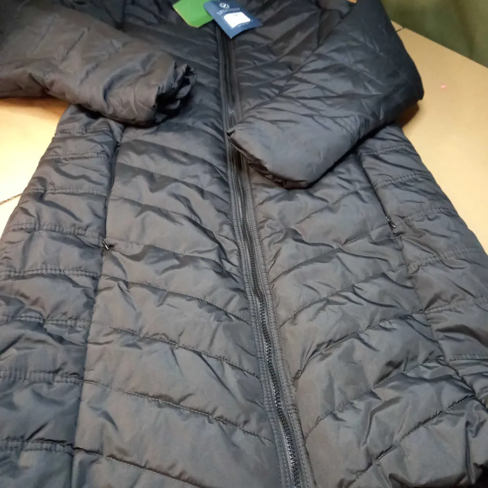 REGATTA BLACK PADDED LONG LENGTH COAT - SIZE 16