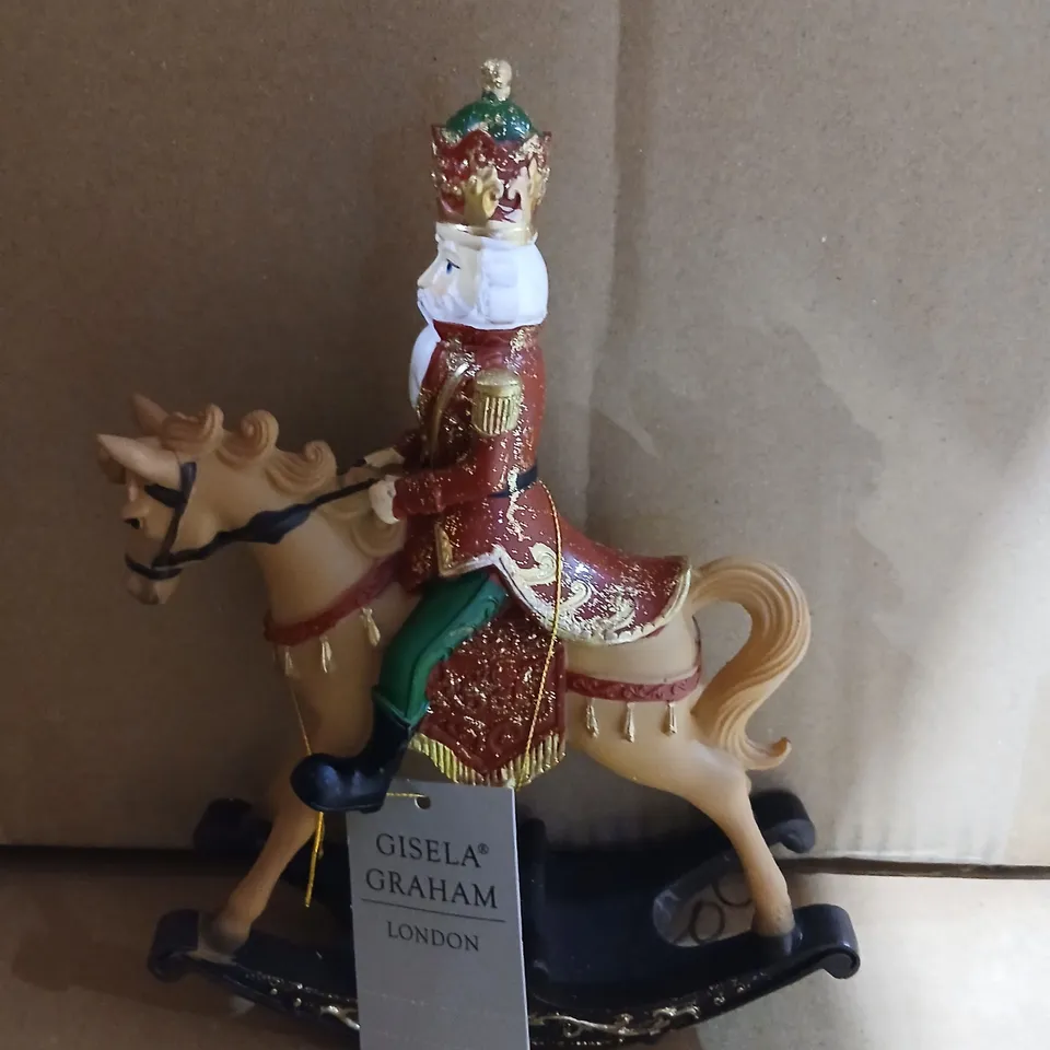 THREE GISELA GRAHAM LONDON DECORATIVE RIDER ON HORSE FIGURINE