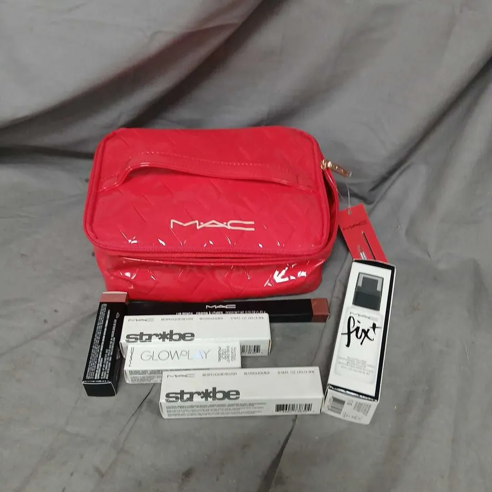 MAC COSMETICS MAKE-UP BUNDLE: STROBE CREAM, GLOW PLAY BLUSH, FIX+ SETTING SPRAY 30ML, LIP PENCIL