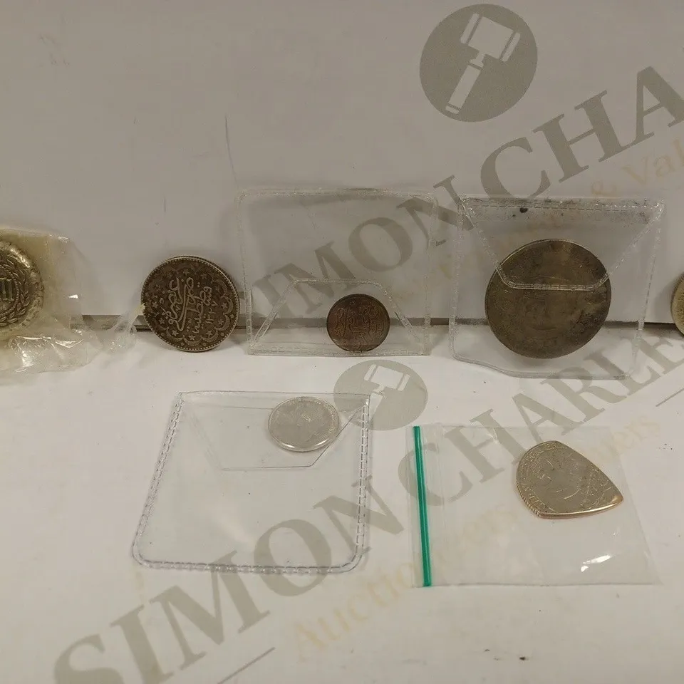 BOX TO CONTAIN 7 X HISTORICAL & COLLECTORS COINS. DESIGNS AND CURRENCIES VARY 