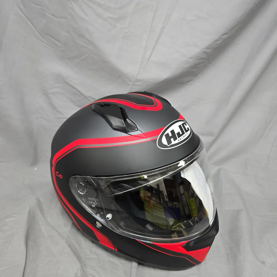 HJC C-10 FULL-FACE MOTORCYCLE HELMET – BLACK WITH RED GRAPHICS