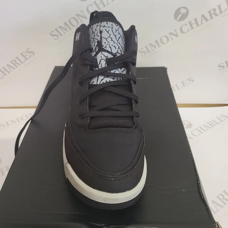 BOXED JORDAN FLIGHT ORIGIN 3 BG BLACK/METALLIC SLIVER SNEAKERS - SIZE 5 UK