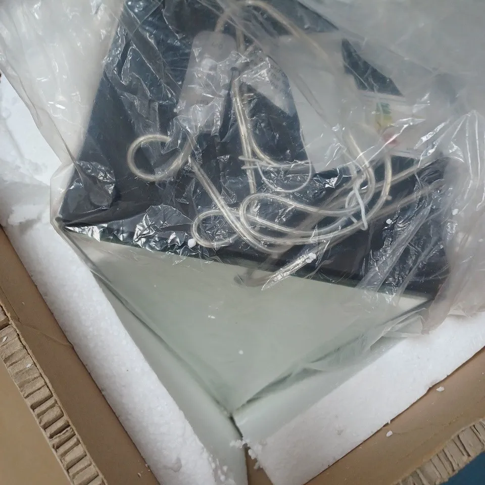 BOXED JULIEN MACDONALD LIGHT-UP ENCAPSULATED CRYSTAL SIDE TABLE - SILVER - COLLECTION ONLY