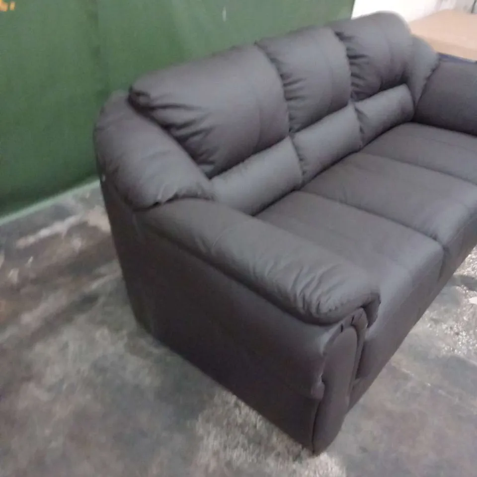 DESIGNER BROWN FAUX LEATHER THREE SEATER SOFA