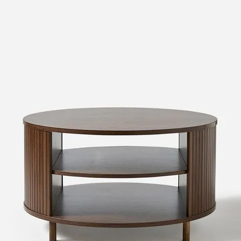 BOXED TATE 2 SHELF ROUND COFFEE TABLE - OAK EFFECT  