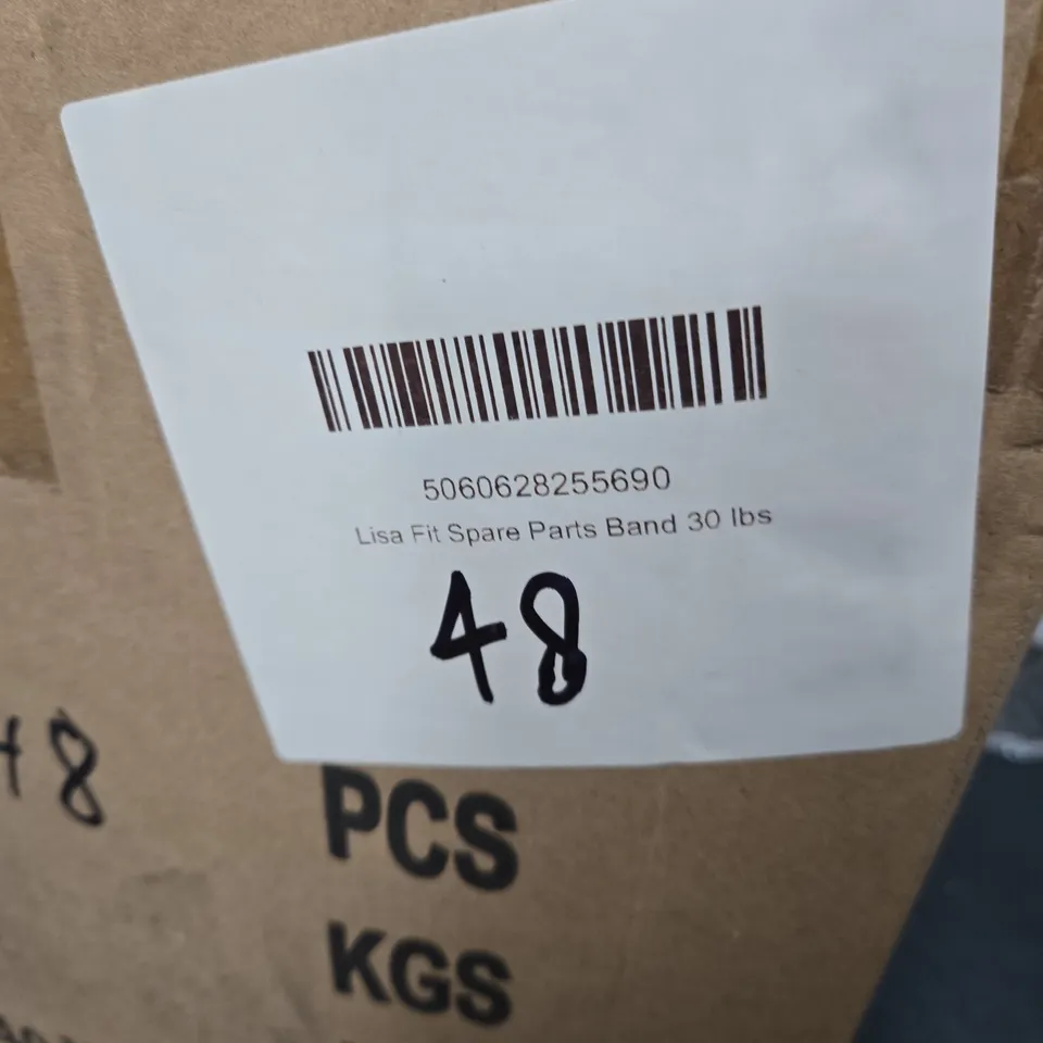 BOX OF APPROXIMATELY 40 LISA FIT SPARE PARTS BAND 30LBS/13.6KG – PURPLE RESISTANCE BANDS