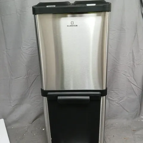 KLARSTEIN DUAL-COMPARTMENT STAINLESS STEEL PEDAL BIN – TWO LIDS