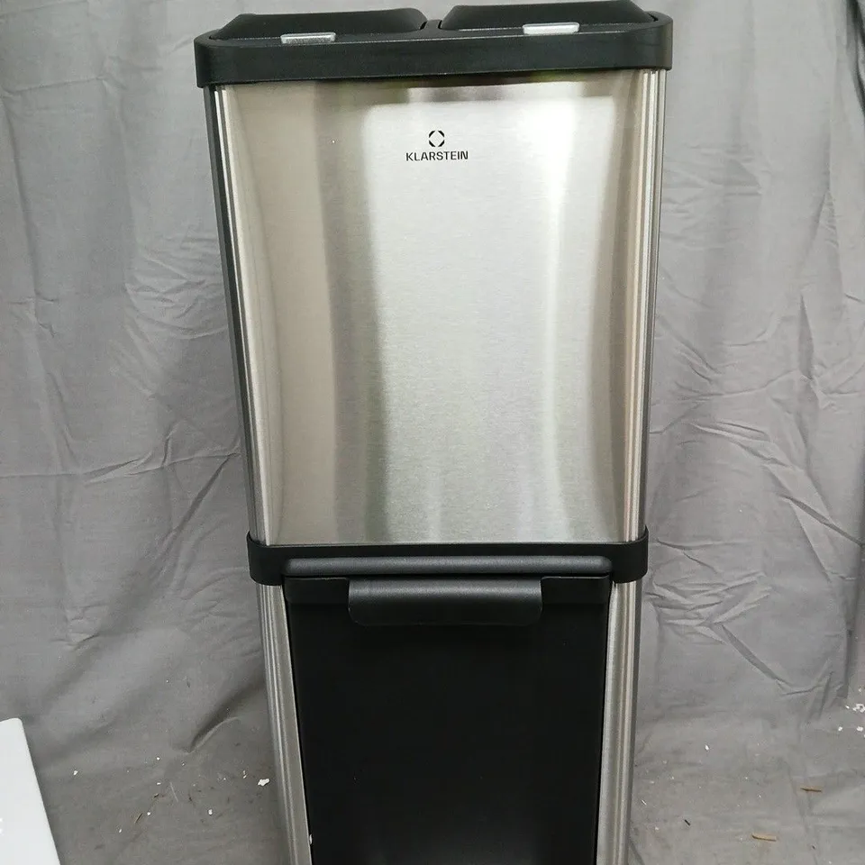 KLARSTEIN DUAL-COMPARTMENT STAINLESS STEEL PEDAL BIN – TWO LIDS