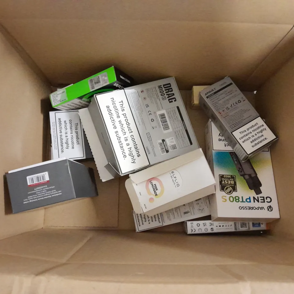 APPROXIMATELY 10 ASSORTED E-CIGARETTES TO INCLUDE VOOPOO DRAG M100S, OXVA XLIM PRO, VAPORESSO XROS 3 MINI, ETC
