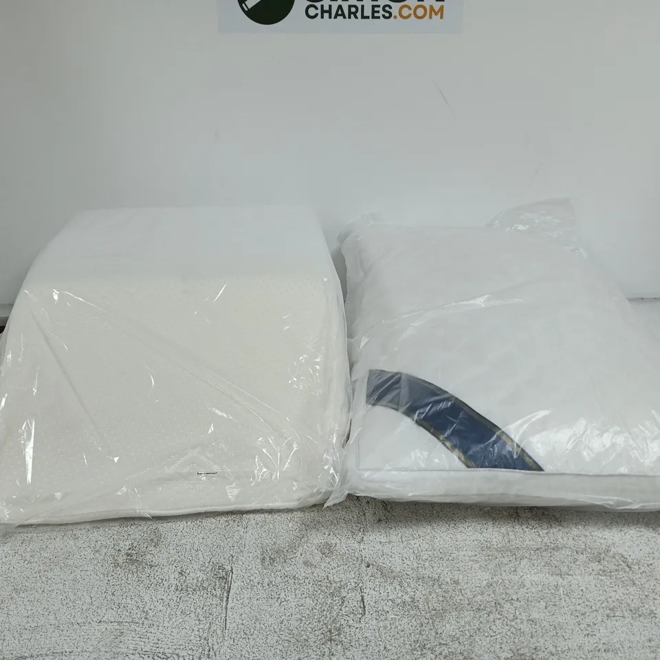 CAGE OF APPROXIMATELY 10 ASSORTED ITEMS TO INCLUDE PILLOW, WEDGE PILLOW ETC