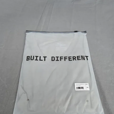 BAGGED BUILT DIFFERENT V-NECK SHIRT SIZE 3XL