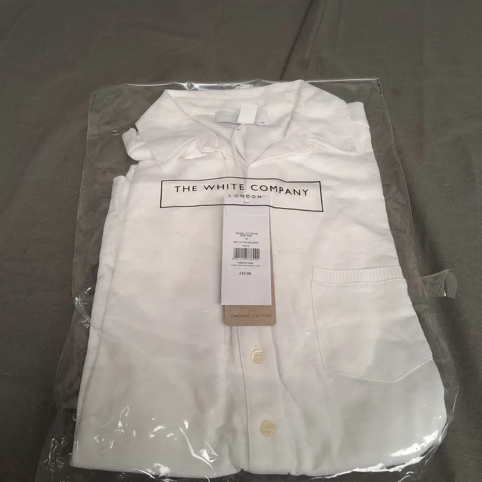 SEALED THE WHITE COMPANY COTTON RIB JERSEY SHIRT IN WHITE - SIZE 10