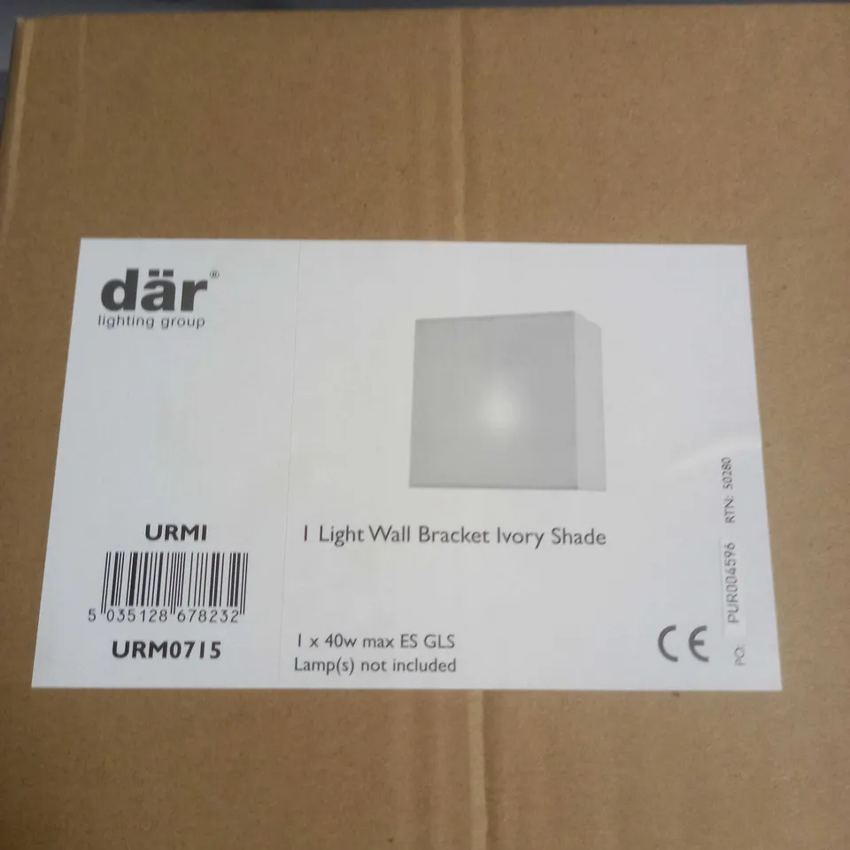 BRAND NEW DAR URMI ONE LIGHT WALL BRACKET IVORY SHADE
