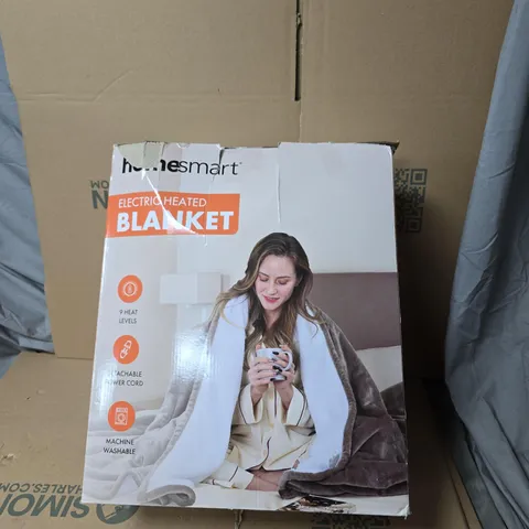 HOMESMART ELECTRIC HEATED BLANKET – 9 HEAT LEVELS, DETACHABLE POWER CORD, MACHINE WASHABLE