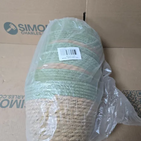 SET OF 6 WOVEN POT COVER - GREEN TRIM