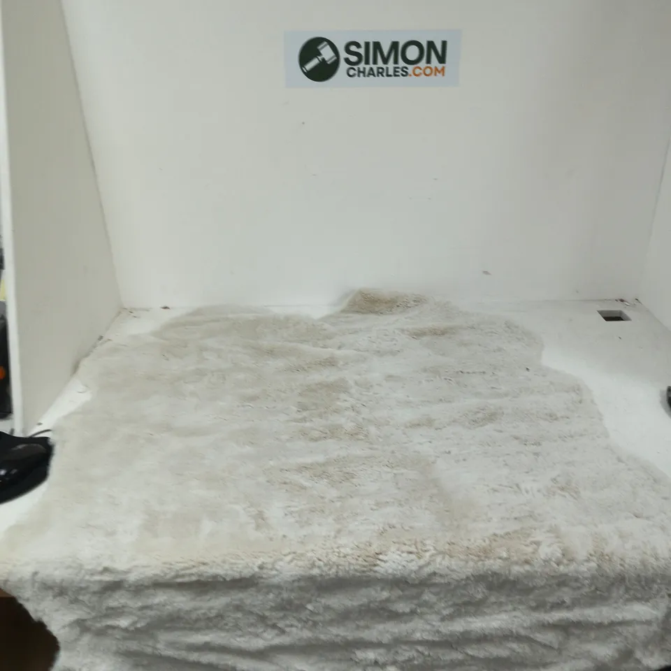 IVORY FAUX FUR HALF RUG