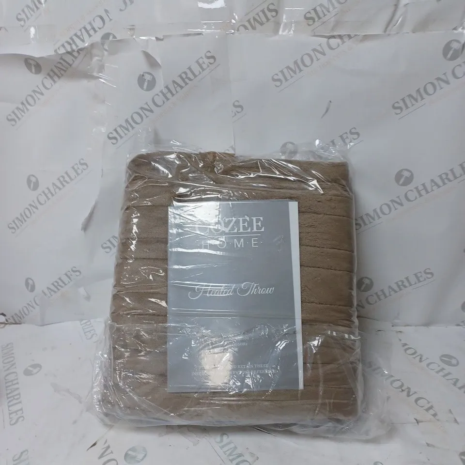 COZEE HOME HEATED BLANKET IN DARK TAUPE