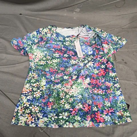 ROMAN FLORAL COWL NECK STRETCH TOP – NAVY, WOMEN'S TOP (SIZE 18)