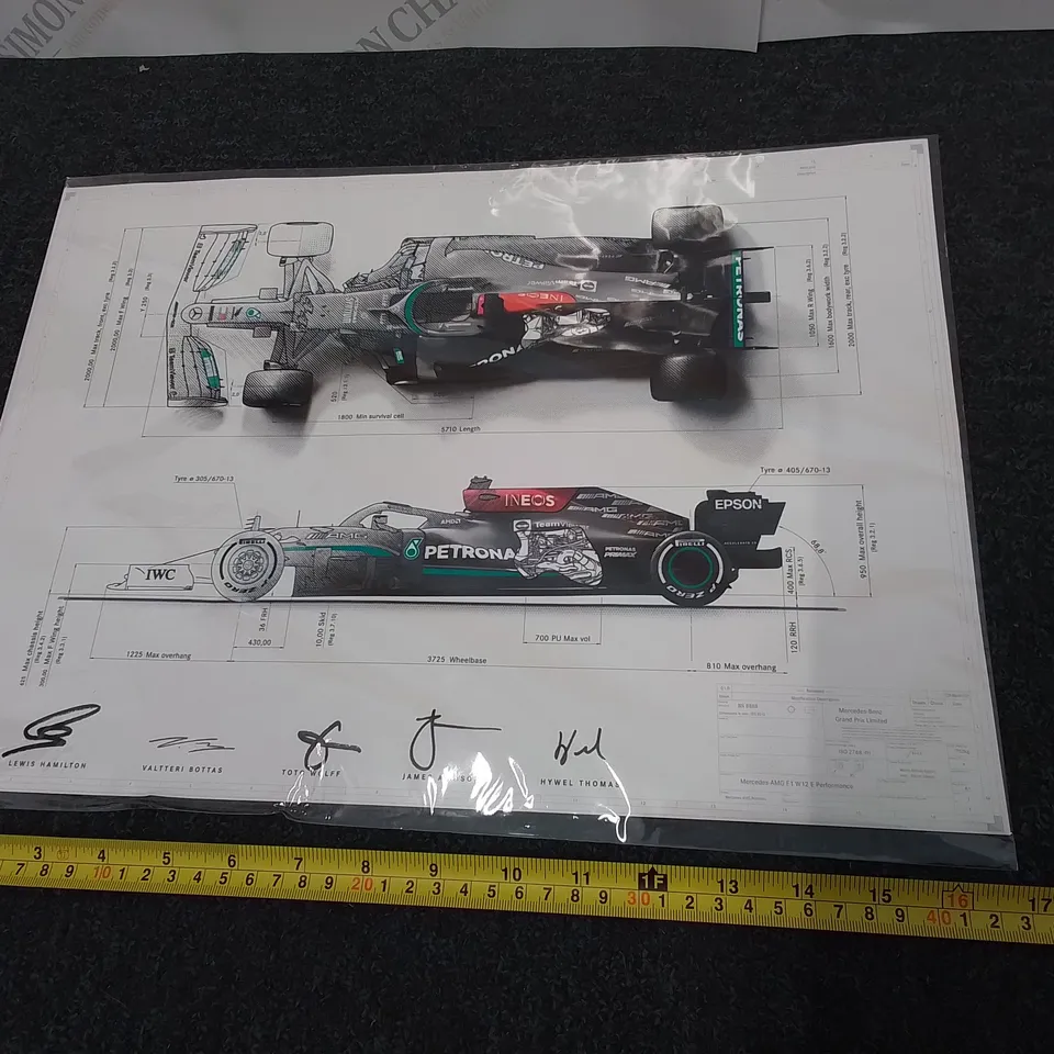 SIGNED MERCEDES F1 LIVERY SCHEMATIC