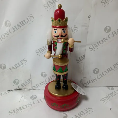 BOXED FESTIVE 32CM WOODEN ANIMATED MUSICAL NUTCRACKER