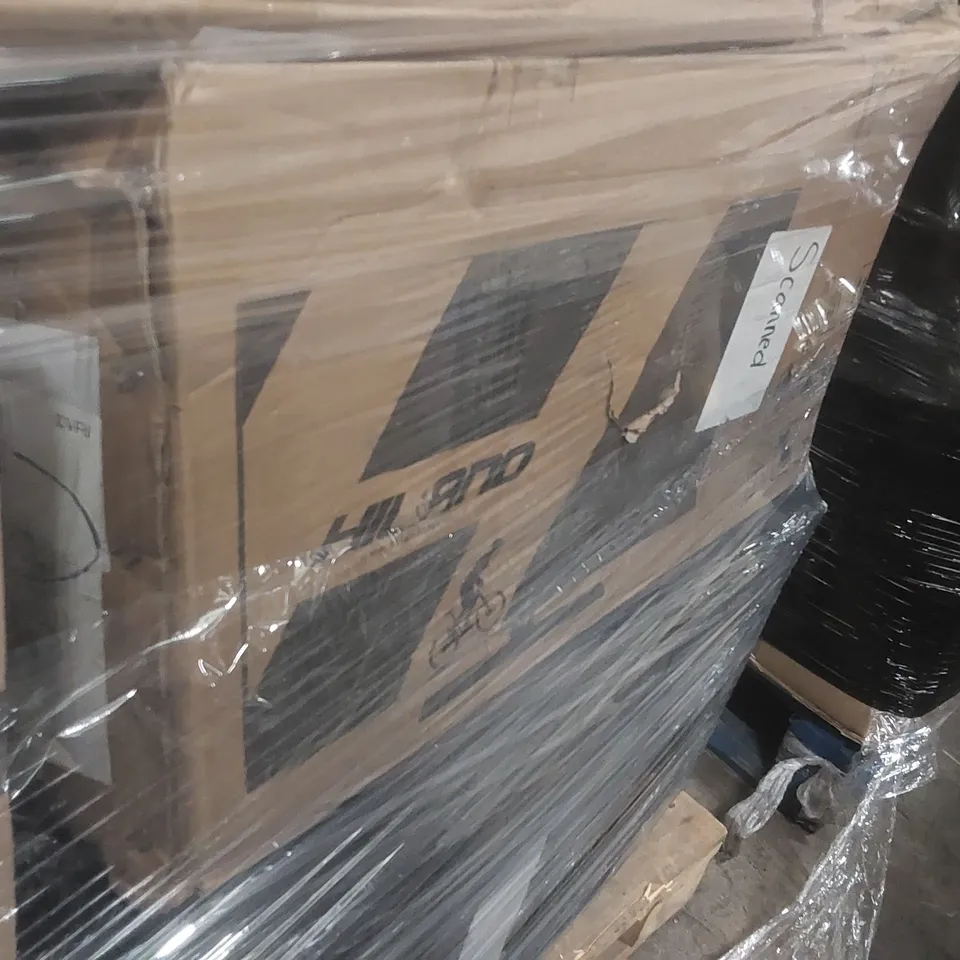 PALLET CONTAINING A LARGE QUANTITY OF ASSORTED ITEMS INCLUDING: HILAND BIKE, STITCH CHILDREN'S BIKES, CONSOLE TABLE, RUBBISH BIN ECT