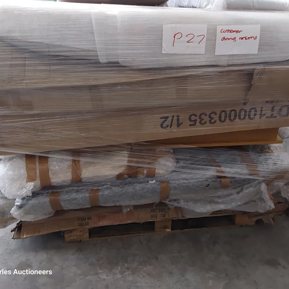 PALLET OF ASSORTED BOXED FURNITURE PARTS INCLUDING DINING TABLES 