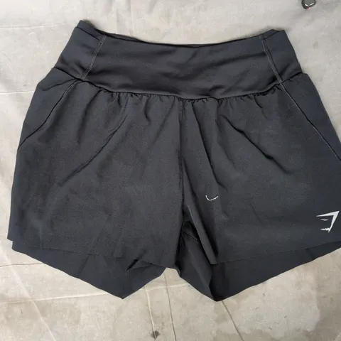 GYM SHARK 2-IN-1 RUNNING SHORTS IN BLACK SIZE SMALL
