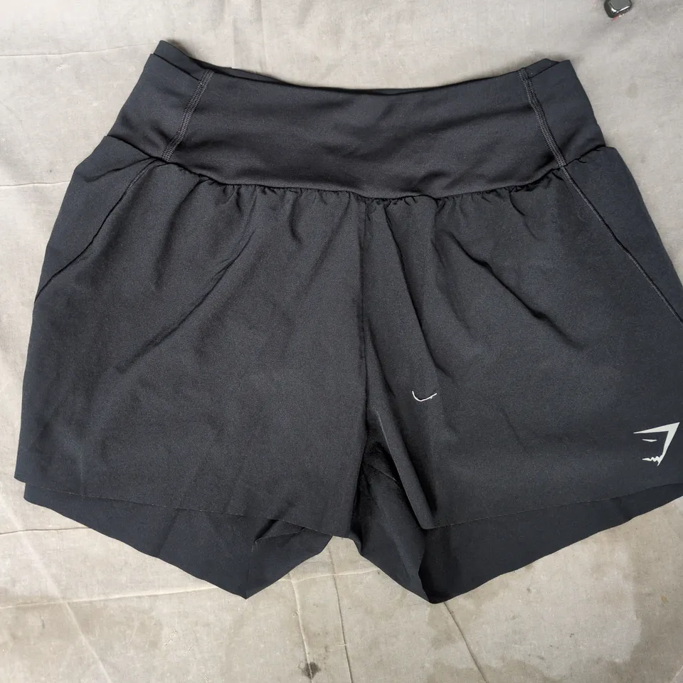 GYM SHARK 2-IN-1 RUNNING SHORTS IN BLACK SIZE SMALL
