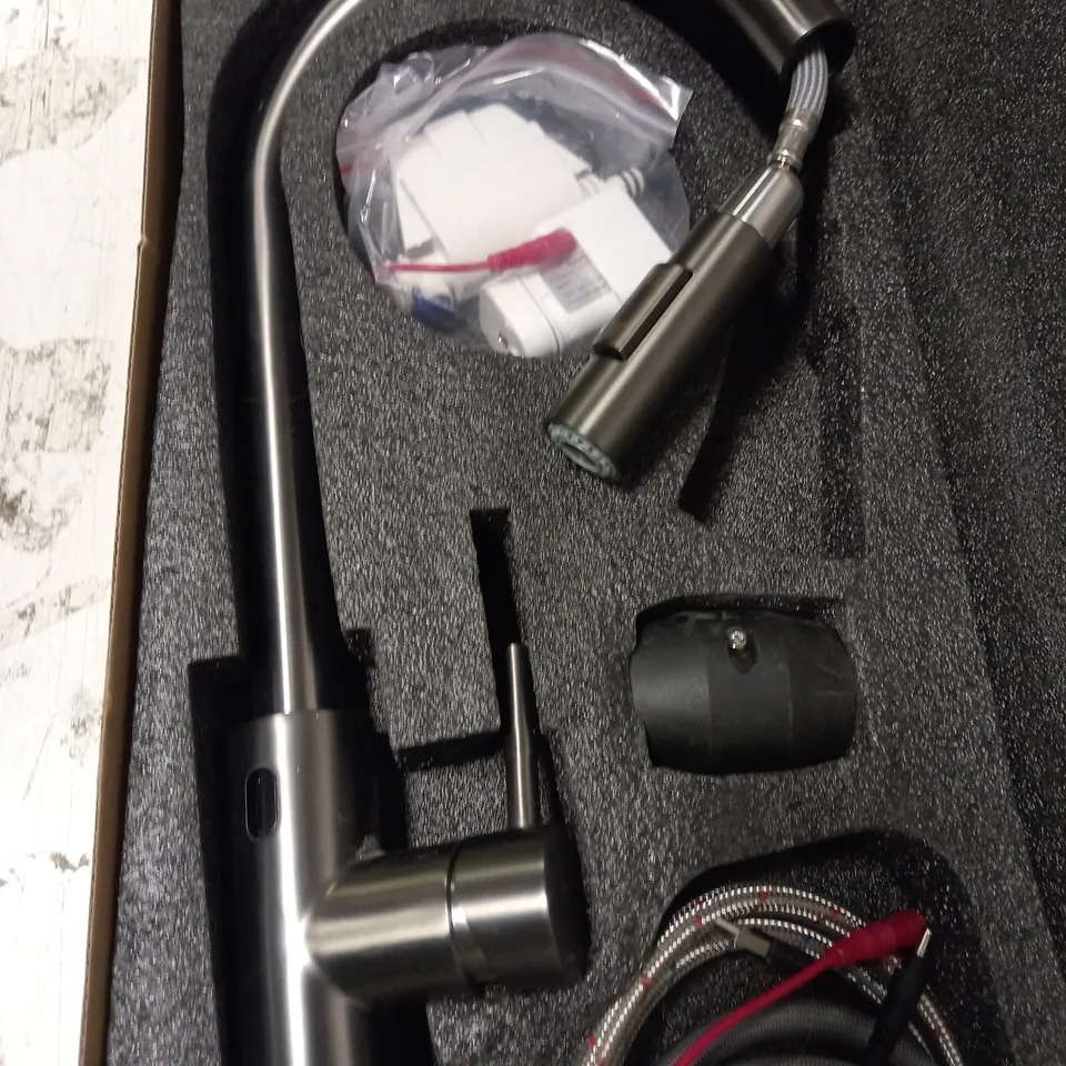 BOXED INFRARED SENSING KITCHEN FAUCET - GUN METAL