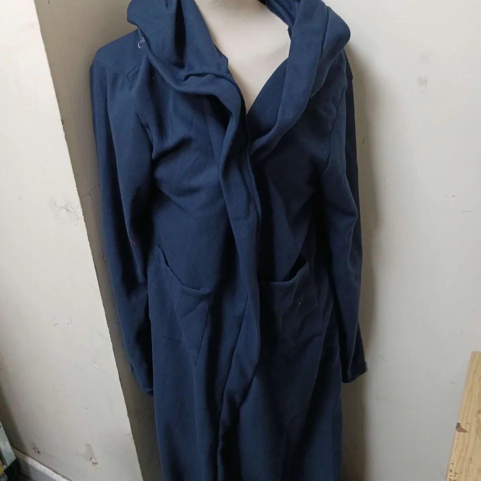 HOODED BLUE BEAH ROBE WITH BELT SIZE S