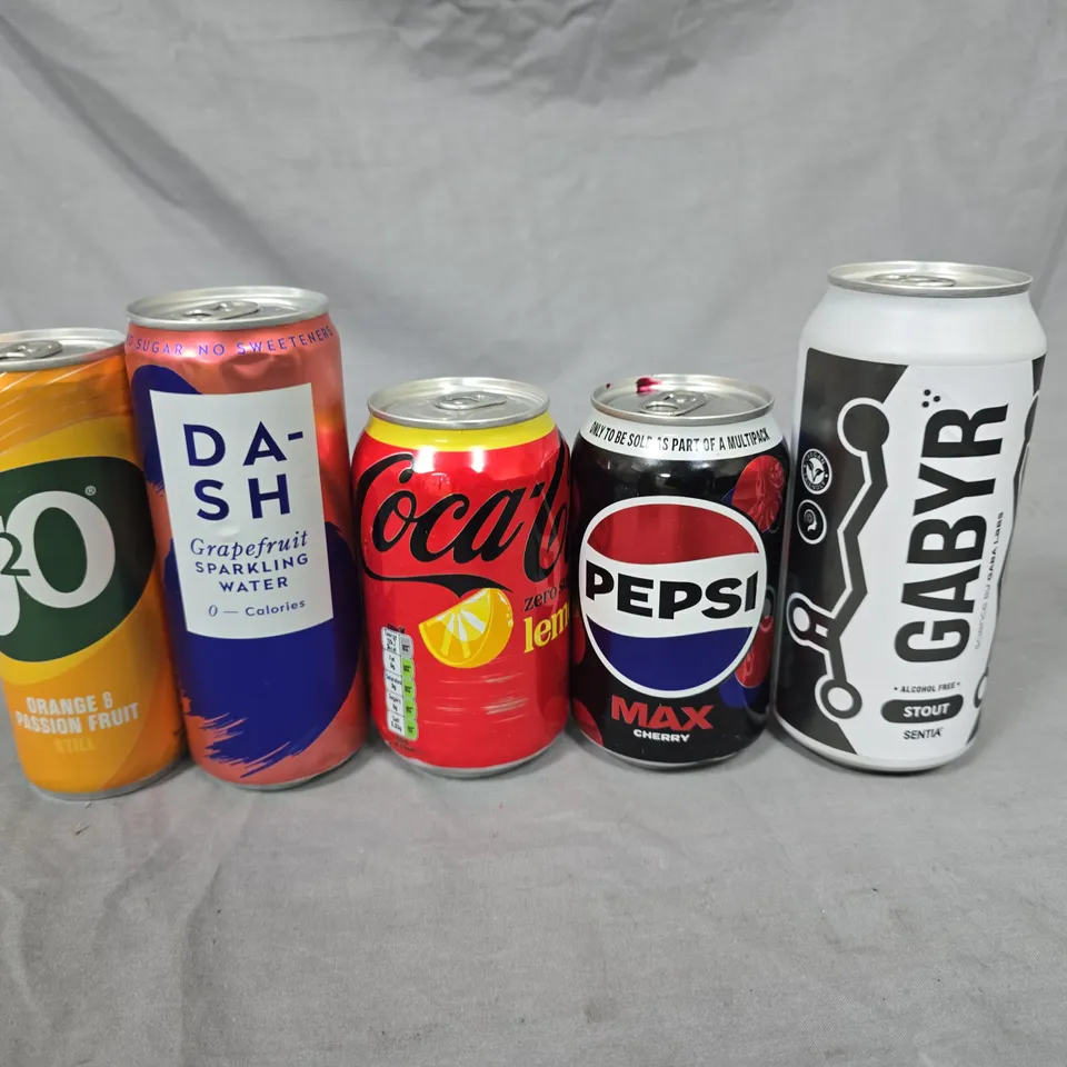 LOT OF 21 ASSORTED TINNED DRINKS TO INCLUDE GABYR, J20 AND PEPSI