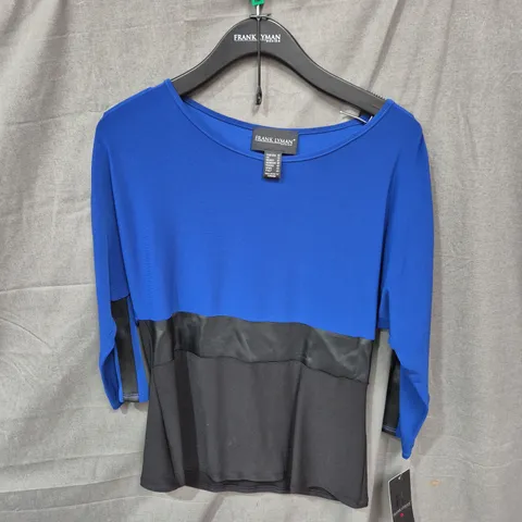 FRANK LYMAN DESIGN WOMEN'S COLOR-BLOCK TOP – BLUE & BLACK - SIZE - 12