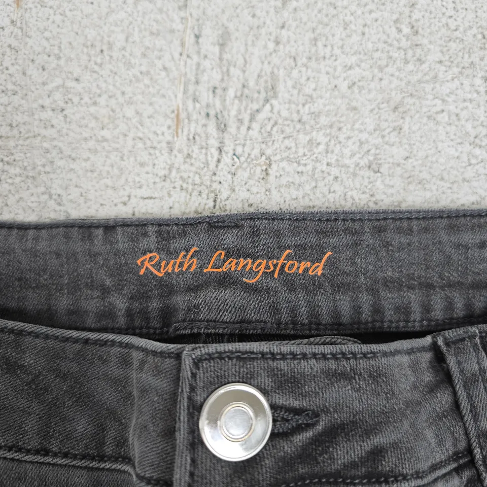 RUTH LANGFORD GREY WASH TURN UP JEANS – UK 12