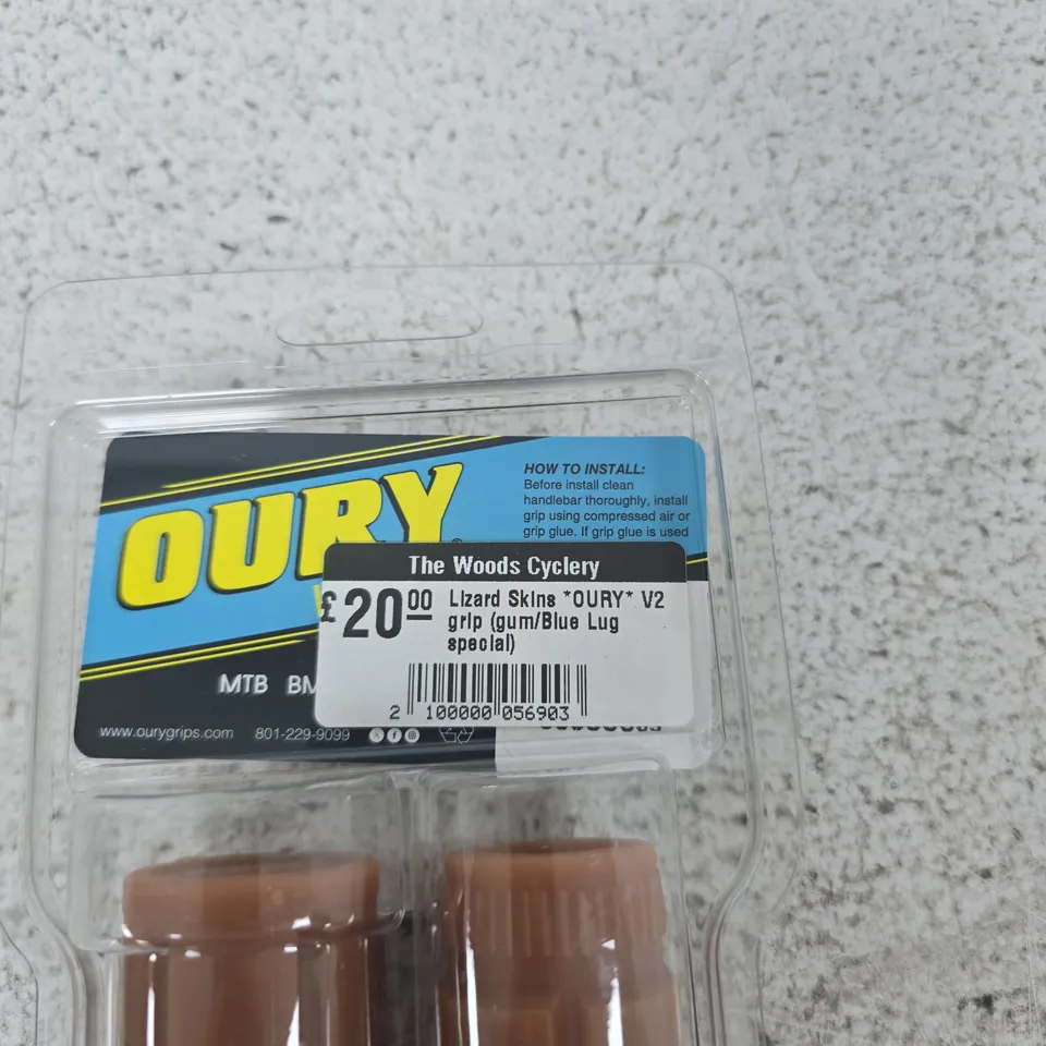 OURY V2 GRIPS – BICYCLE HANDLEBAR GRIPS, GUM/BROWN – PAIR