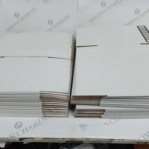 LOT OF 60 WHITE CARDBOARD BOXES - EACH MEASURING 23X16X16CM