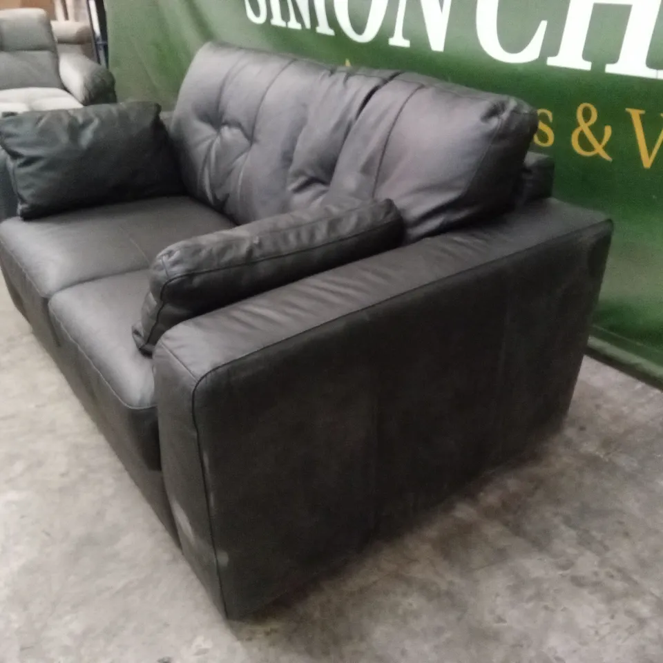 ARDEN ITALIAN LEATHER 2 SEATER SOFA - BLACK  RRP £1299