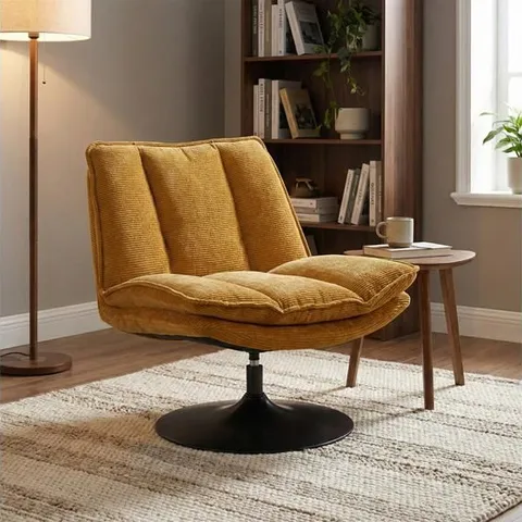 BOXED BELLA FABRIC SWIVEL CHAIR - OCHRE