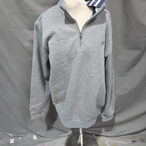 CREW CLOTHING COMPANY CLASSIC 1/2 ZIP SWEATSHIRT – GREY MARL, MEN'S XL
