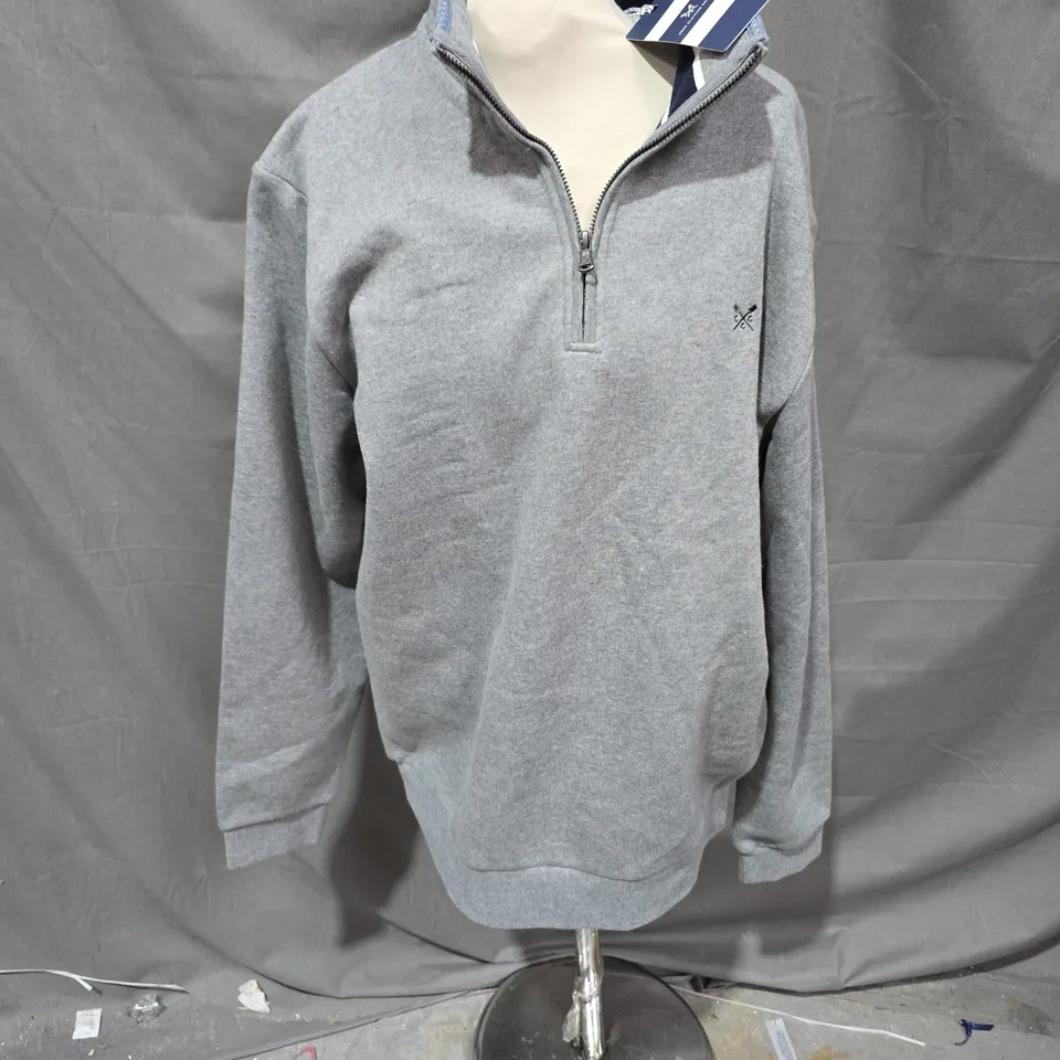 CREW CLOTHING COMPANY CLASSIC 1/2 ZIP SWEATSHIRT – GREY MARL, MEN'S XL
