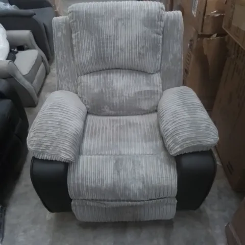DESIGNER POWER RECLINER FABRIC AND FAUX LEATHER EASY CHAIR