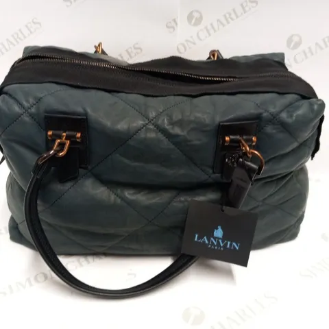 LANVIN NAVY LAMBSKIN BOWLING BAG