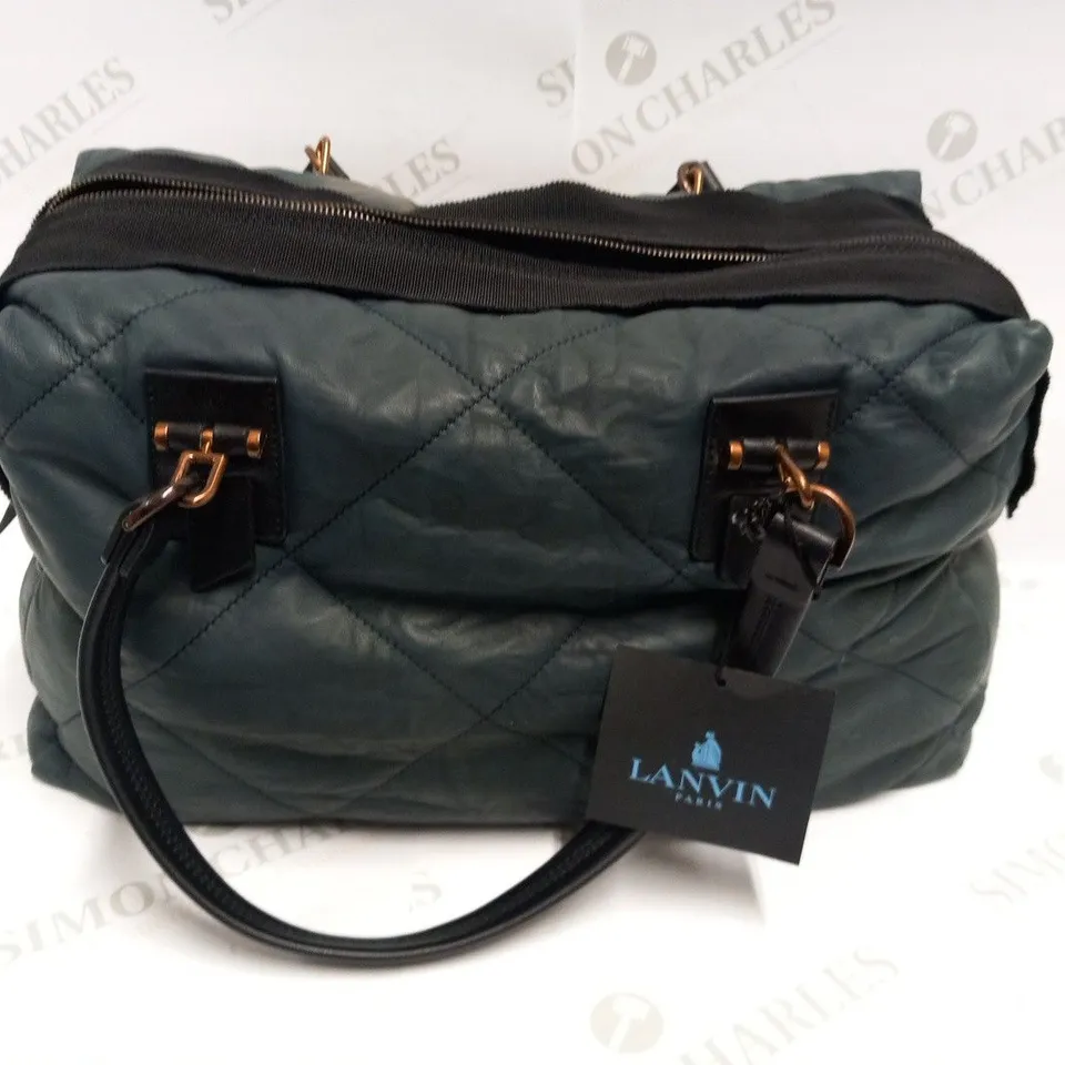 LANVIN NAVY LAMBSKIN BOWLING BAG