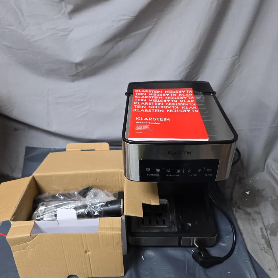 KLARSTEIN ARABICA COMFORT ESPRESSO/CAPPUCCINO MACHINE – STAINLESS STEEL